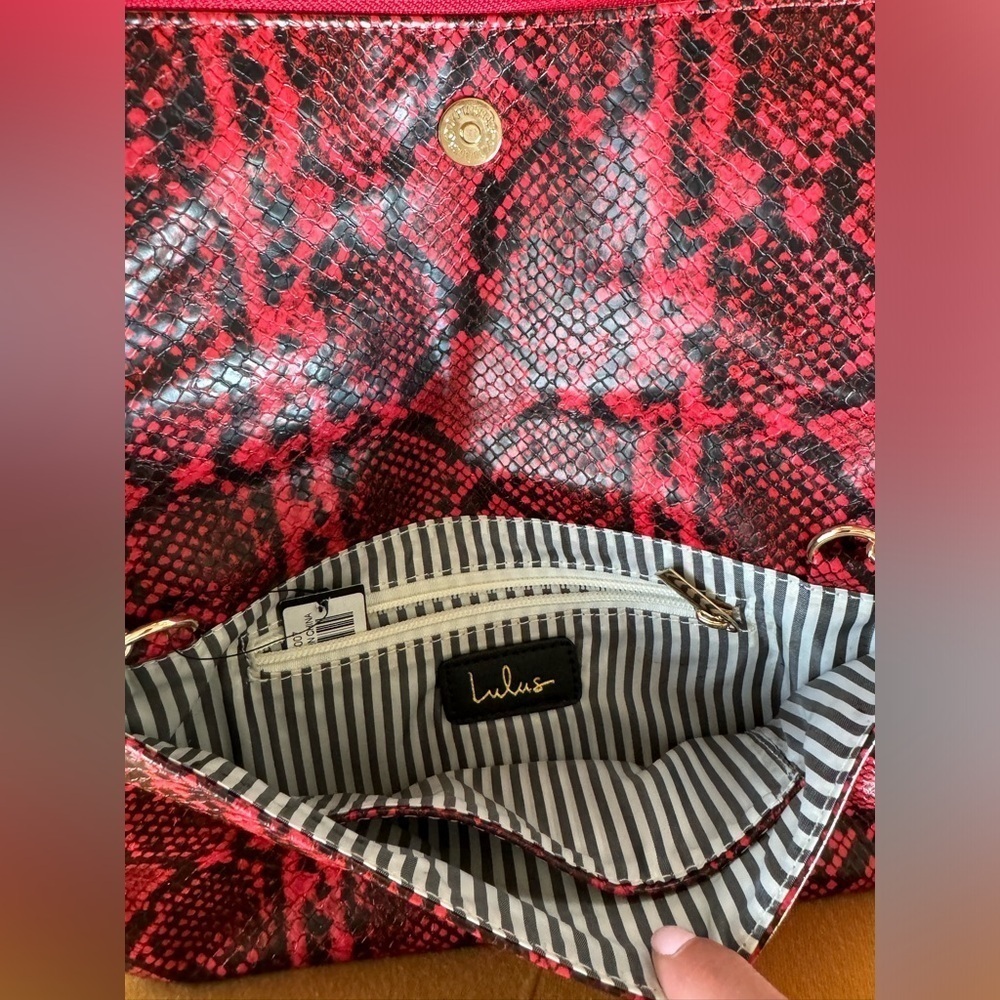 Lulus Red Python Crossbody Clutch Purse - Picture 4 of 8